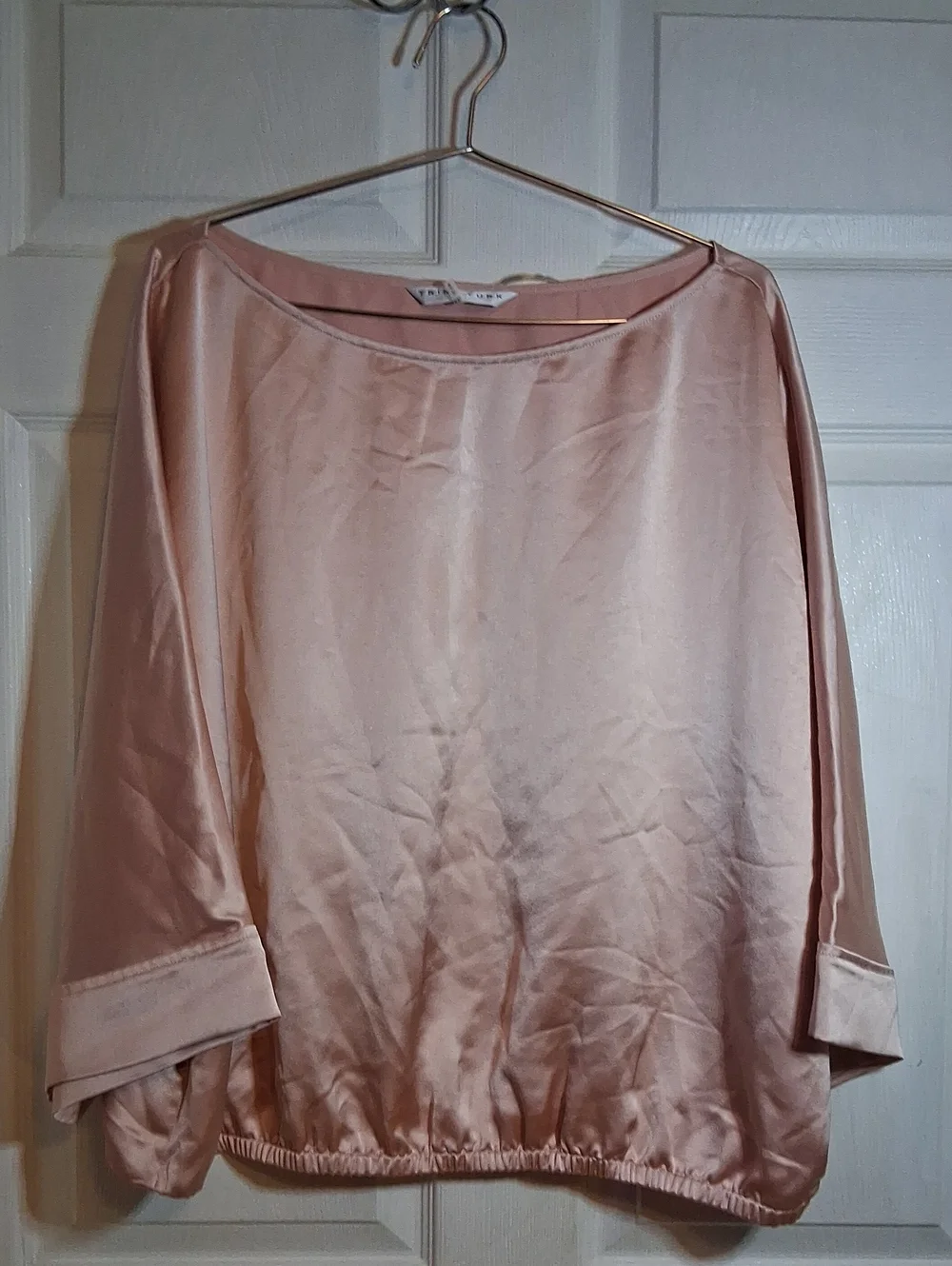 Trina Turk Blush Satin Boatneck Blouse